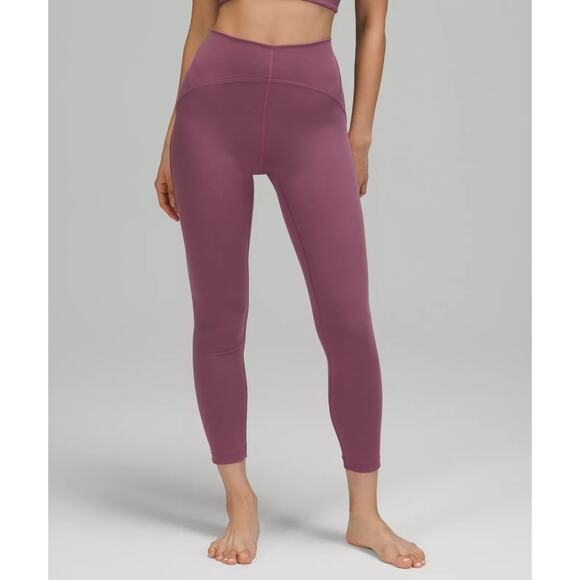 Lululemon InStill Purple Pink Mid Rise Cropped Yoga Athletic Leggings Pants Sz 4 - Picture 4 of 5